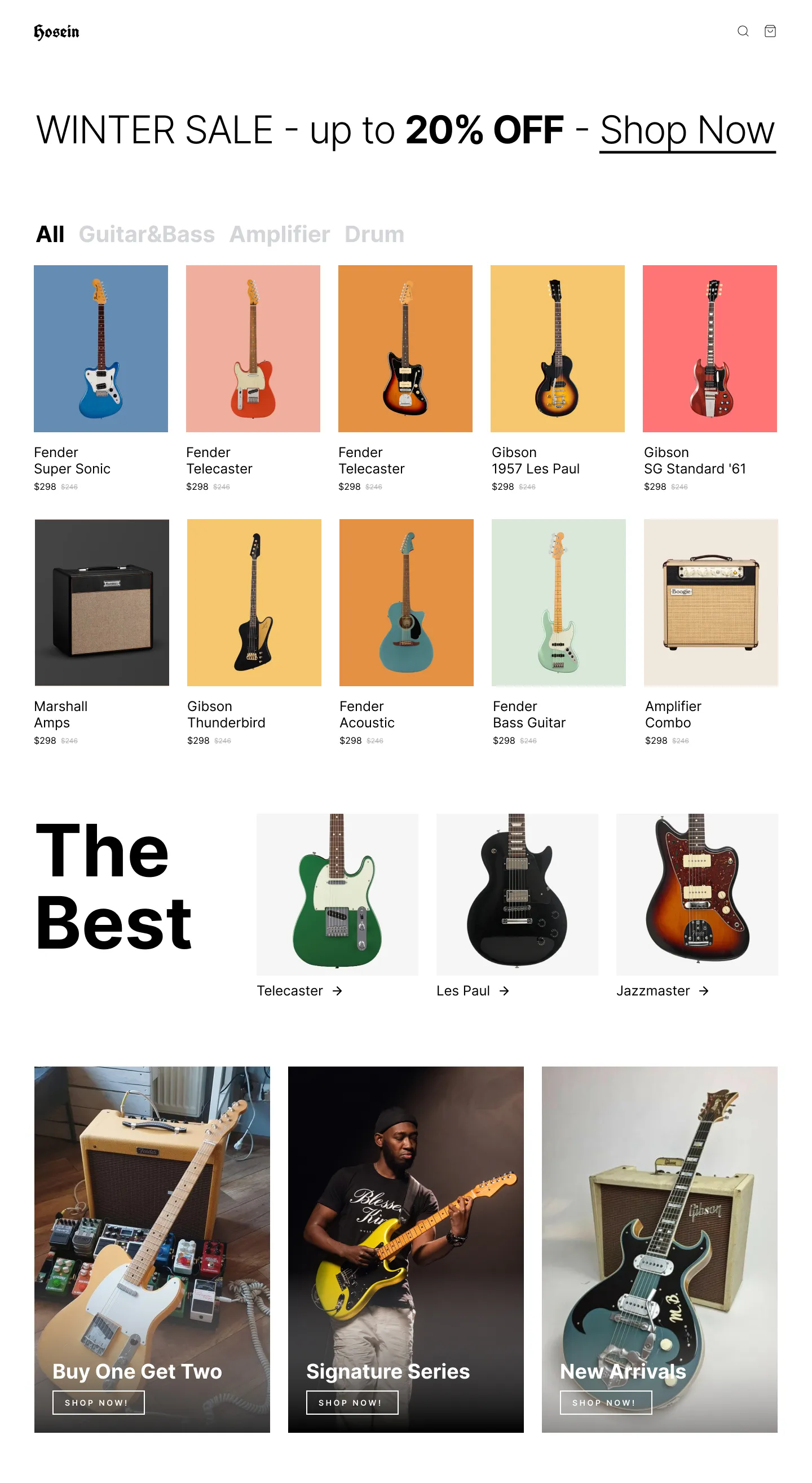 music store homepage